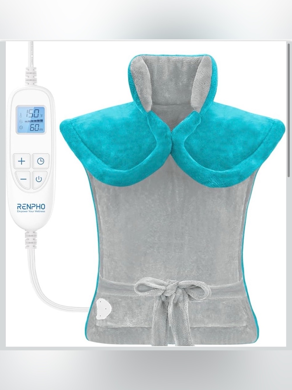 RENPHO Heated Neck and Shoulder Wrap - Turquoise and Gray